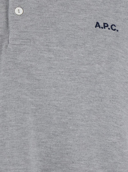 Grey Polo Shirt With Embroidered Logo On The Front In Cotton Man