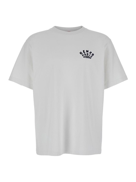 White T-Shirt With Logo On The Front And Maxi Logo On The Back In Cotton Man