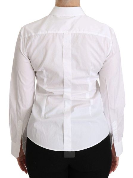 Dolce & Gabbana  White Collared Long Sleeve Polo Shirt