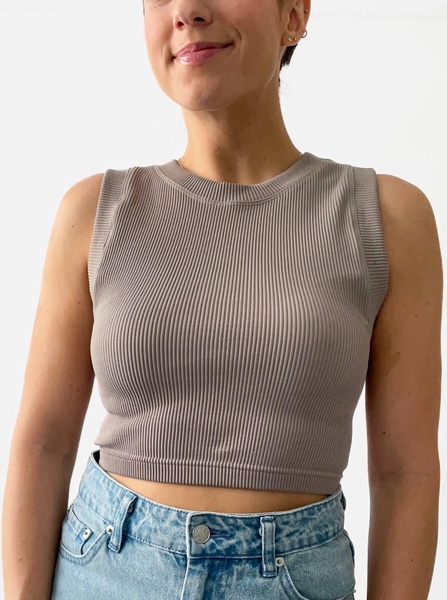 taupe seamless tank in grey