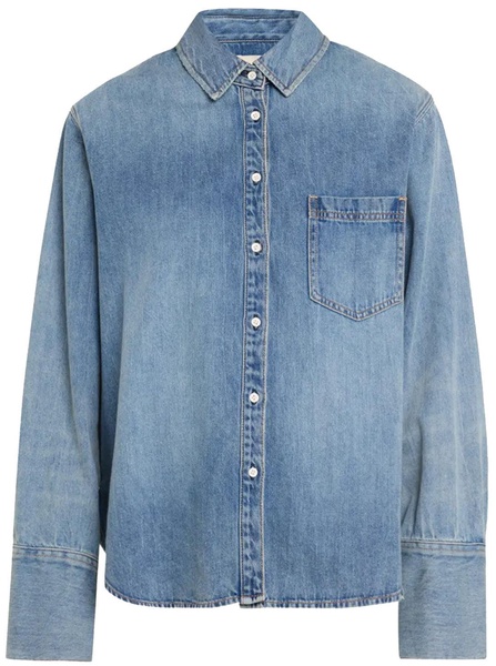 women's finely oversized denim shirt, sadie light vintage blue
