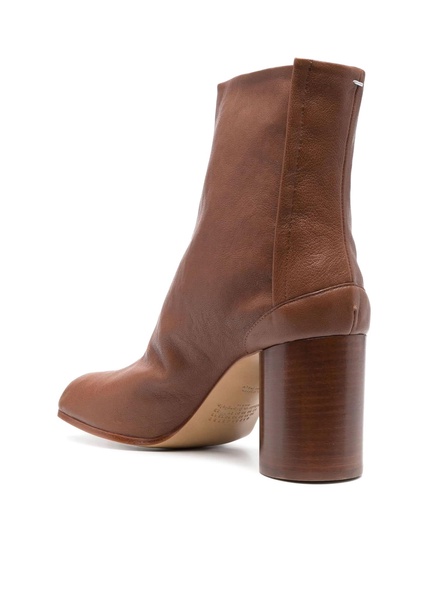 'tabi' Brown High Heel Ankle Boots In Leather Woman