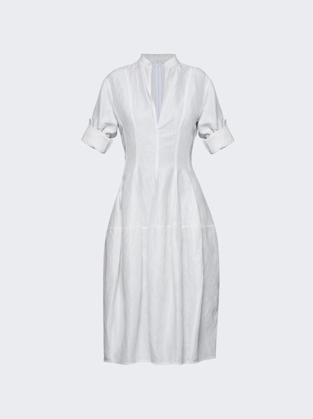 Bottega Veneta Women Fluid Linen Midi Dress Chalk White