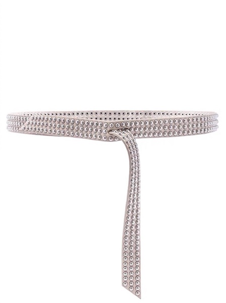 bondi mini studded belt in bone silver