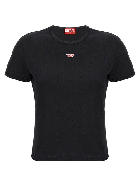 Black stretch cotton T-shirt with logo