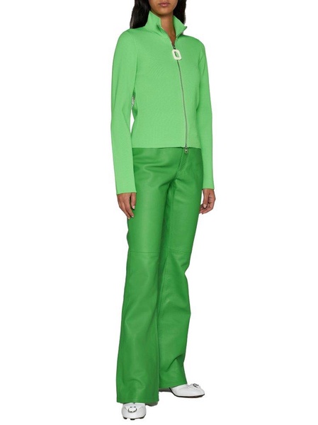 High-waisted Leather Bootcut Trousers