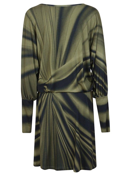 Ombre-printed Crewneck Dress