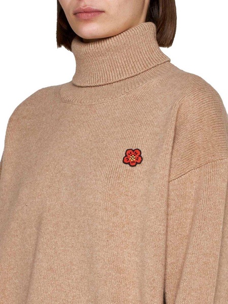 Boxy Crest Turtle Neck Sweater