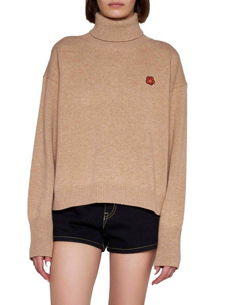Boxy Crest Turtle Neck Sweater