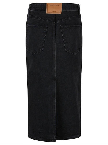 Stretch Denim Midi Skirt