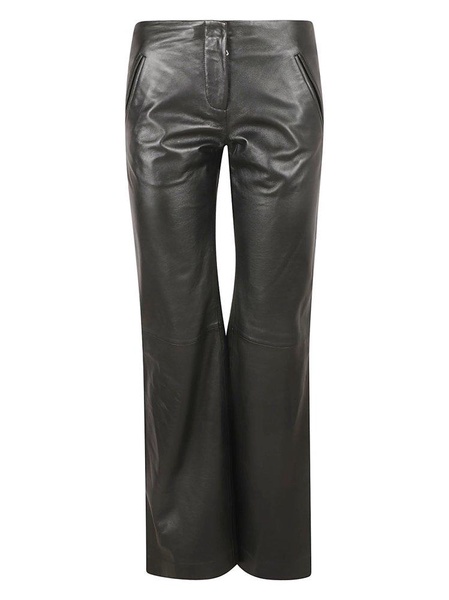 Wide Leg Shiny Leather Trousers