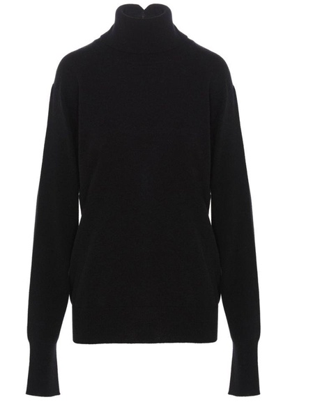 High-neck Plain Knit Sweater