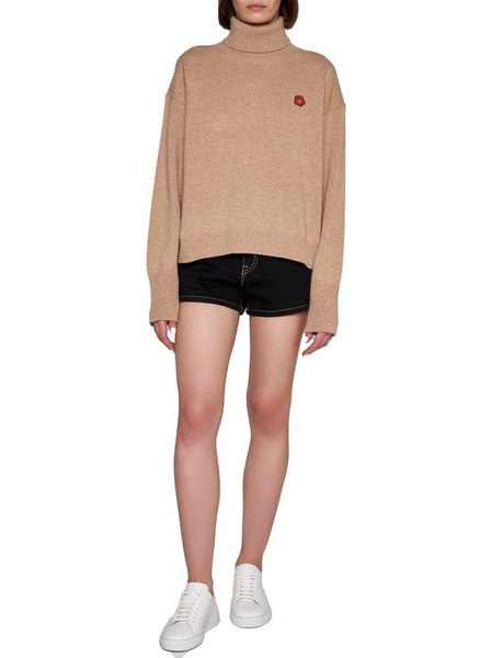 Boxy Crest Turtle Neck Sweater