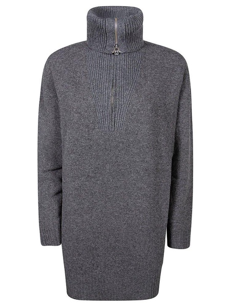 Half Zipped Long Sleeved Knitted Dress