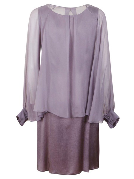 Puff Sleeved Draped Satin Slip Dress