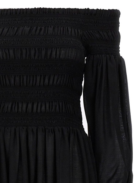 Manu off-shoulder virgin wool maxi dress
