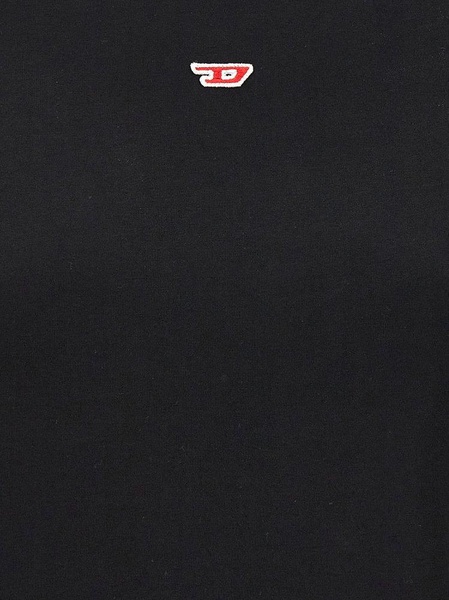 Black stretch cotton T-shirt with logo