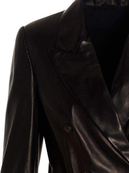 Double-breasted leather blazer jacket
