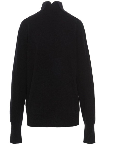 High-neck Plain Knit Sweater