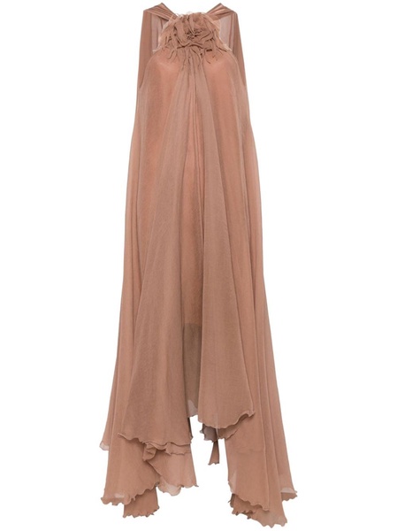 Long dress in silk georgette