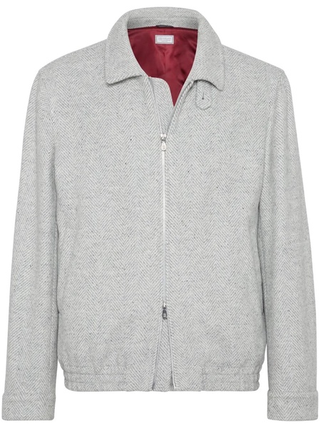 zip-up herringbone jacket
