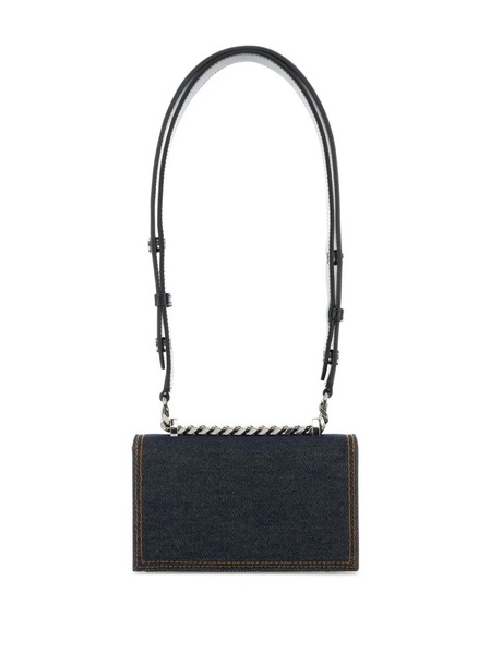 Mini Biker Jewelled Satchel Bag In Denim