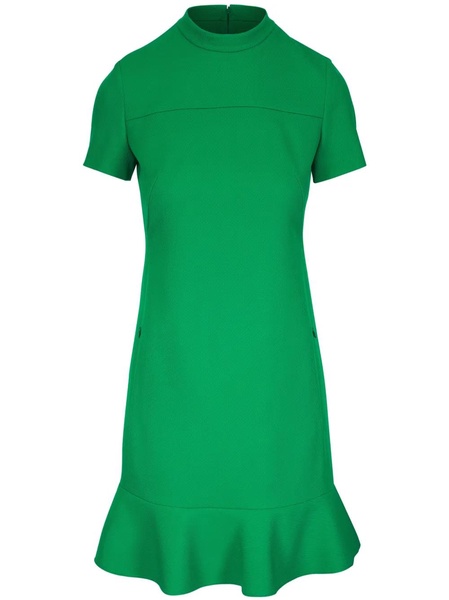 Short Ruffle Hem Wool Tricotine Dress