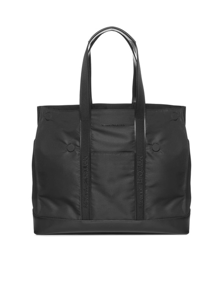 Black Nylon And Leather De Manta Tote Bag