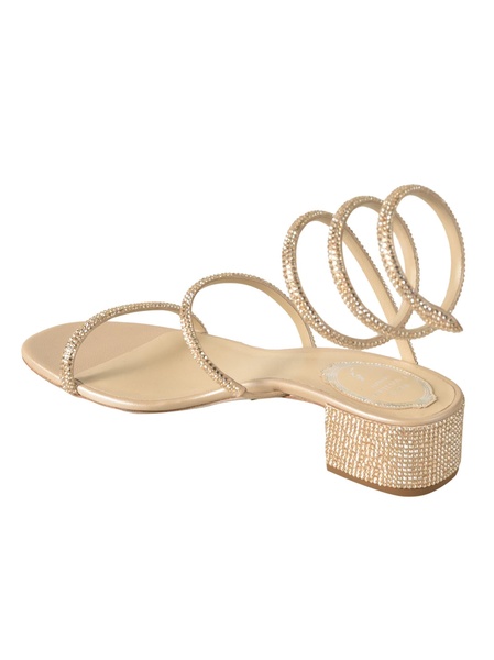Crystal Embellished Twisted Strap Flat Sandals