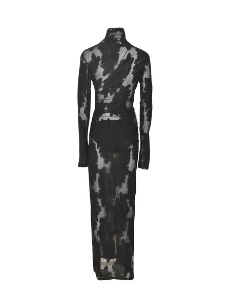 Lace Paneled Long-sleeved Dress