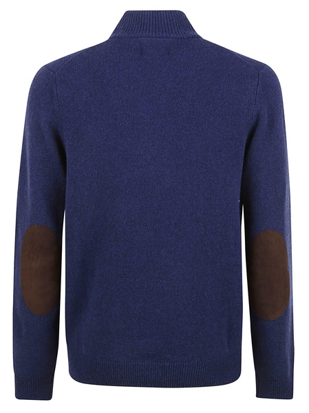 Patched Half Zip Polo Sweater