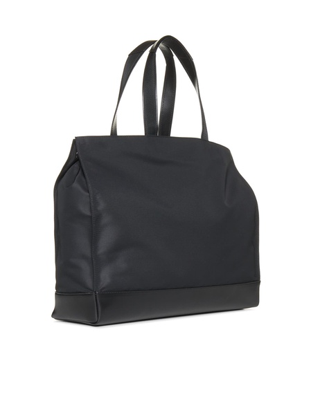 Black Nylon And Leather De Manta Tote Bag