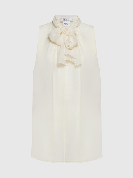 Mela Pussy Bow Neck Silk Blouse