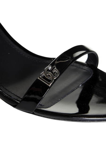 Dg Logo Leather Sandals