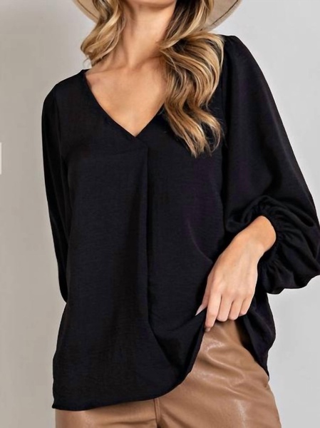 callista balloon sleeve top in black