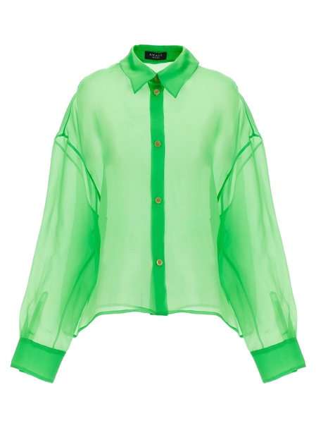 Organdy 80s Shirt Shirt, Blouse Green