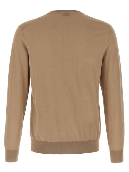 R Neck Sweaters And Cardigans Beige