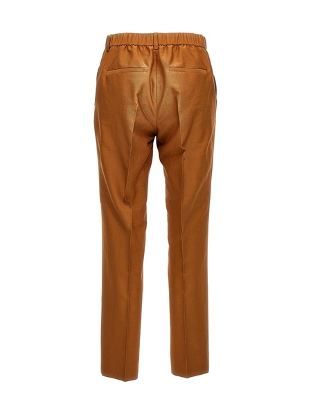 Half Elastic Pants Brown