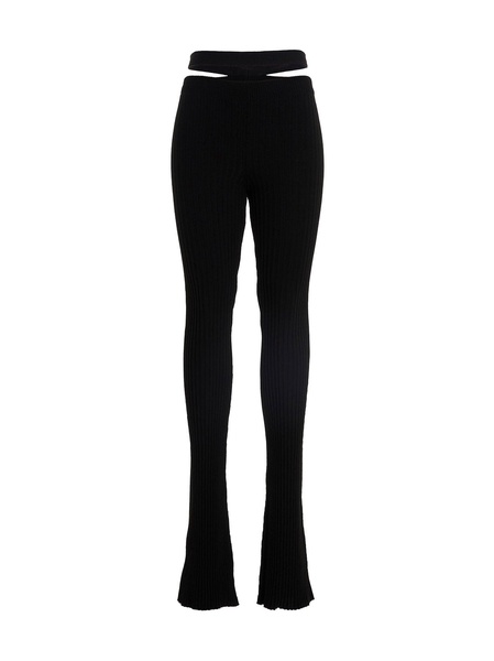 Ribbed Flared Trousers Pants Black