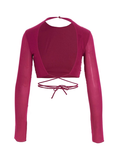 Cropped Georgette Top Tops Fuchsia
