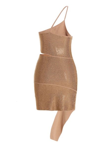 Sequin One Shoulder Dress Dresses Beige