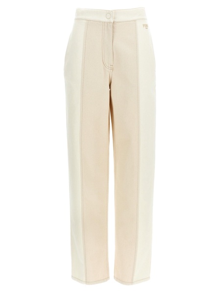 Two-Tone Denim Jeans White