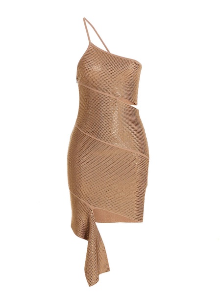 Sequin One Shoulder Dress Dresses Beige