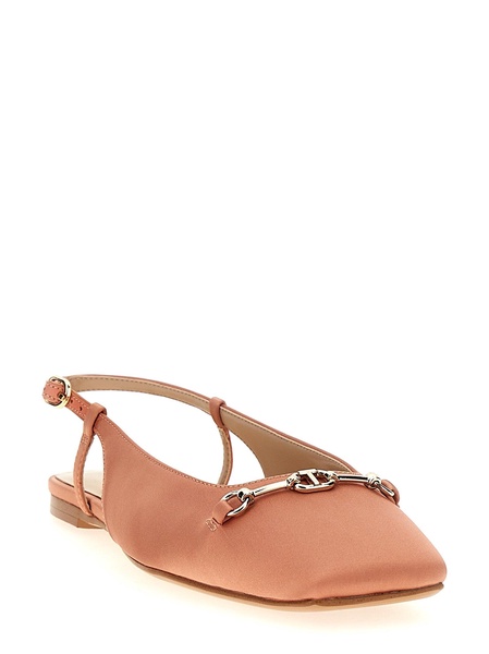 Satin Slingback Flat Shoes Pink