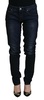 Blue Cotton Skinny Low Waist Women Casual Denim Jeans