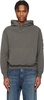 Gray Cotton Diagonal Fleece Resist Dyed Lens Hoodie