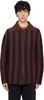 Navy & Brown Mohair Stripe Cardigan