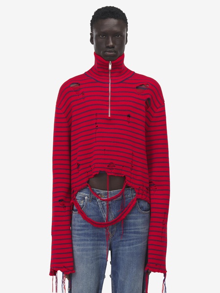 Half-zip wool turtleneck sweater