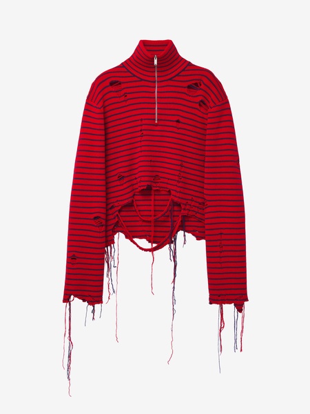 Half-zip wool turtleneck sweater