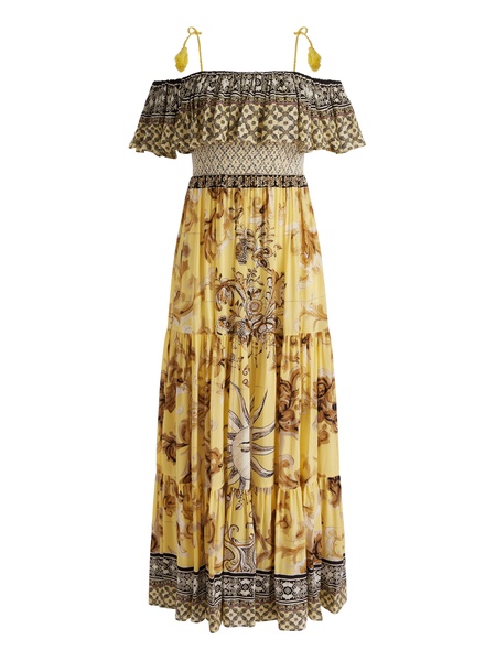 KIA OFF THE SHOULDER TIERED MAXI DRESS